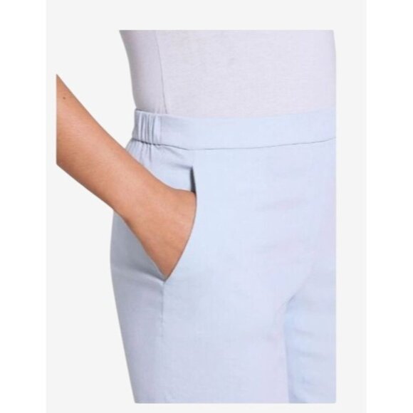 Theory Womens $245 Treeca 2 Slim-Fit Wool-Blend Cropped Pants Sky Blue UK14 US10 - Picture 3 of 11